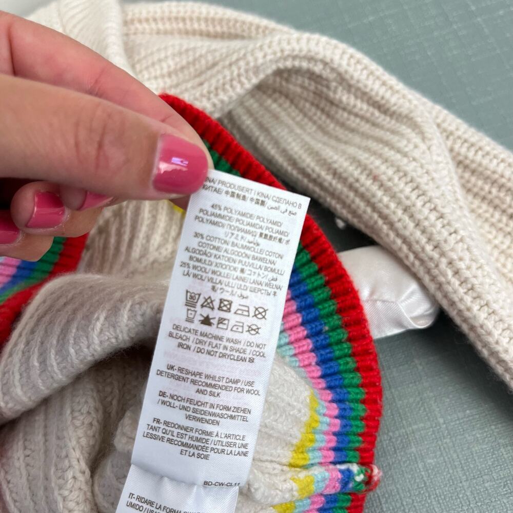 Mini Boden Girls Rainbow Rib Sweater Ecru 8-9 - Picture 7 of 9